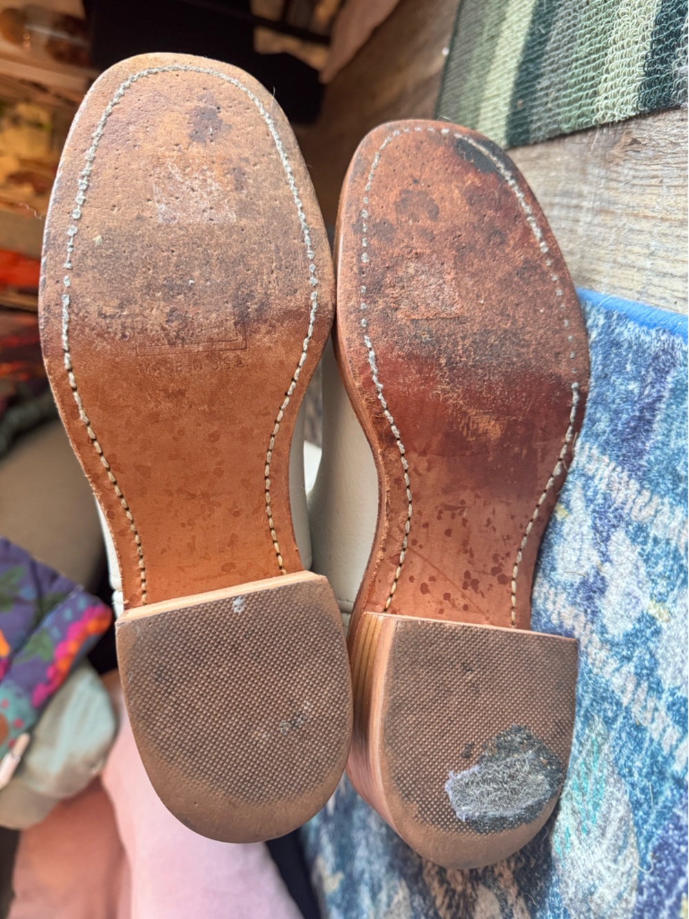 Vintage Frye White Pebbled Leather Mid-Calf Campus Heeled Boots | Made in USA 🇺🇸 - Picture 10 of 15